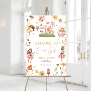 Editable Fairy Birthday Party Decor Welcome To Sign Whimsical Pixie Fairy Enchanted Magical Floral Princess Instant Download Editable 133