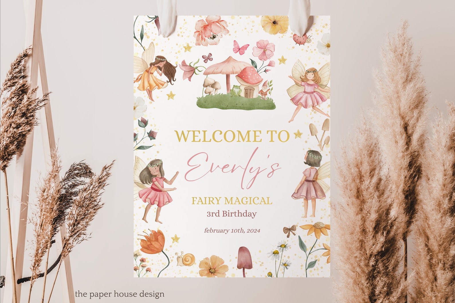 Editable Fairy Birthday Party Decor Welcome to Sign Whimsical Pixie ...