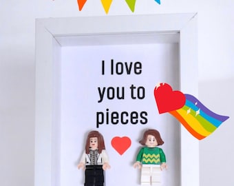 Personalized Handmade Frame, Lesbian Couple Gift, LGBTQ+ Wedding Present, Lesbian Girlfriend Gift, Lesbian Wedding, Unique Lesbian Keepsake
