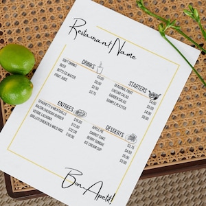 full restaurant menu