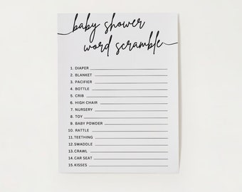 Baby Shower Gioco Word Scramble Gender Neutral Party