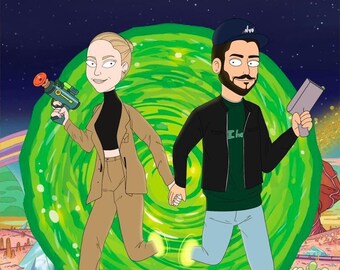 Rick and Morty Custom Couple Portrait From Photo
