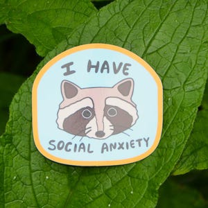 I Have Social Anxiety Vinyl Waterproof Sticker, Raccoon Sticker