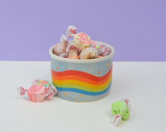 Ceramic Rainbow Cup, Makeup Brush Storage, Pencil Storage, Stash Jar, Candy Dish
