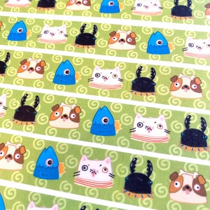 Animal Friends Washi Tape, cute cat washi tape, beetle washi tape, dog washi tape