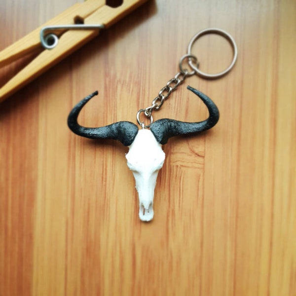 Wildebeest gnu skull keyring | skull keychain | gift keychains | jewelry gift