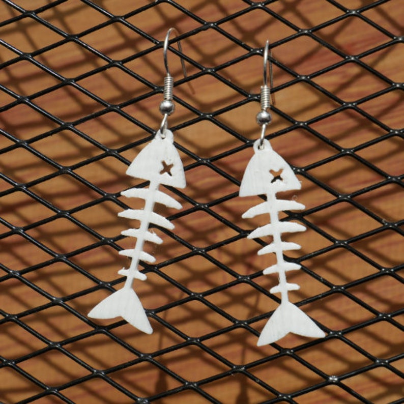 Fishbone earrings, fish Jewellery, fish skeleton, fish bone image 1