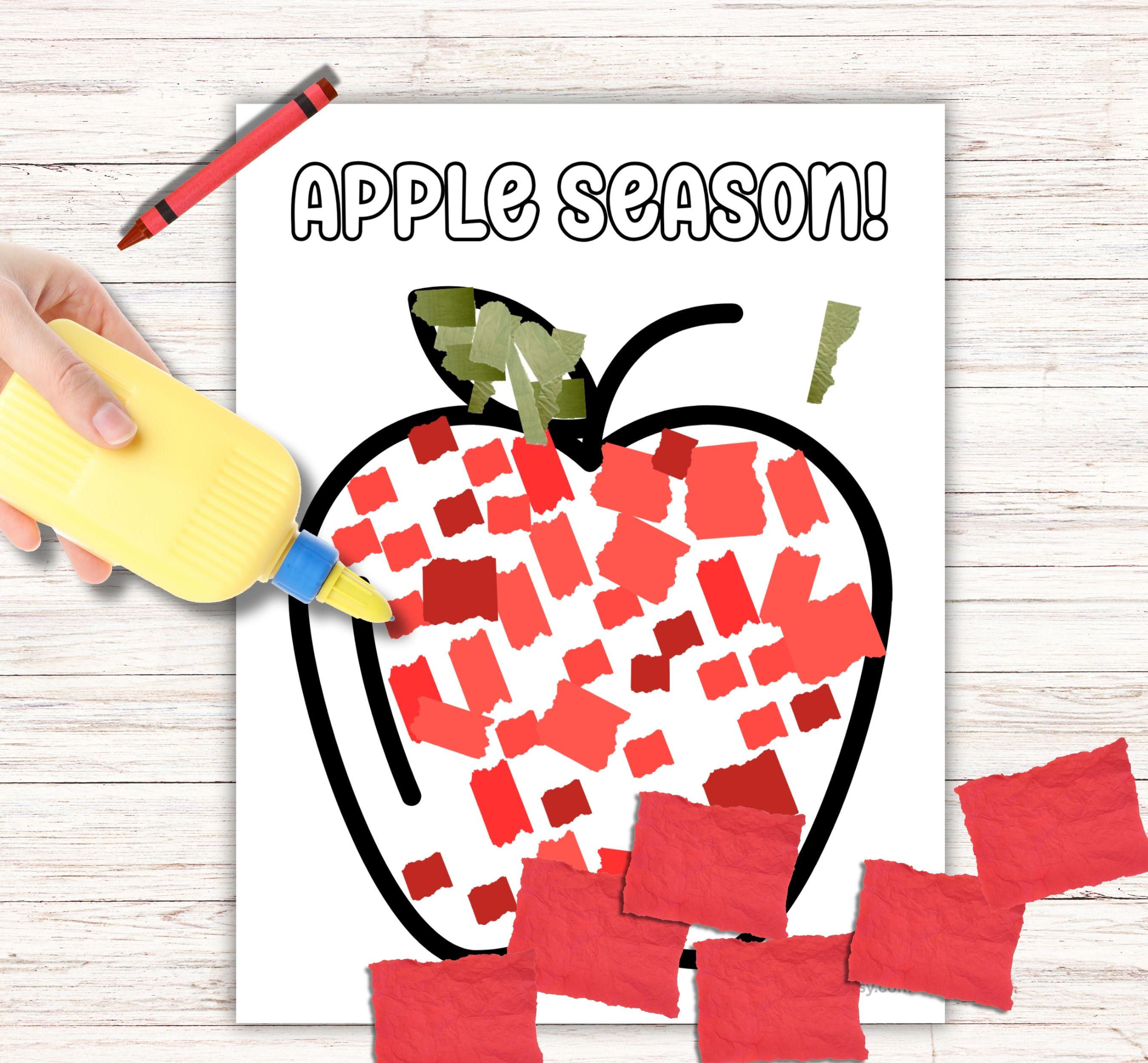 Fall Torn Paper Apple & Leaf Craft: Fine Motor Activity (PDF Download ...