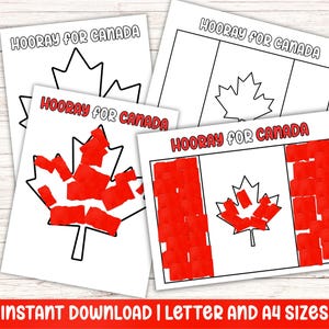 Lavoretto con carta strappata per la Festa del Canada - Attività prescolare, Craftivity, Formato A4/US, Download immediato, Abilità motorie fini, Progetto artistico con la bandiera canadese