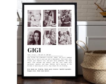 Personalized Gigi Mothers Day Photo Collage Gift: Custom Definition Art (Canva Template, Digital Download, Printable Poster)