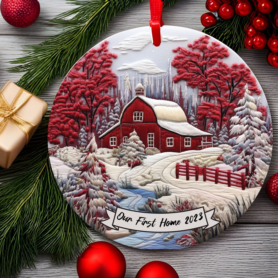 Personalized 2sided Farm House Metal Christmas Ornament Gift Etsy