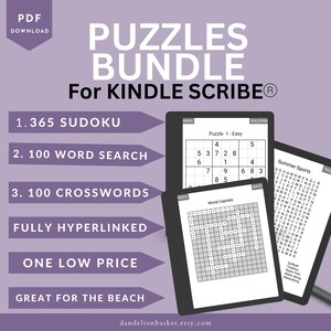 Kindle Scribe Puzzle Bundle: 365 Sudoku, Crosswords, Word Searches (Digital Download)