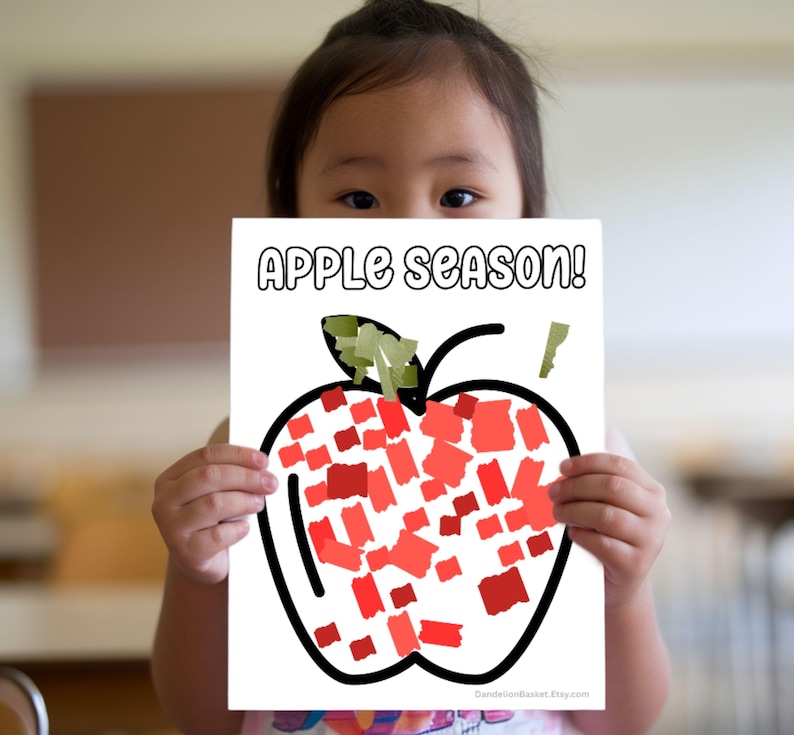 Fall Torn Paper Apple & Leaf Craft: Fine Motor Activity (PDF Download ...