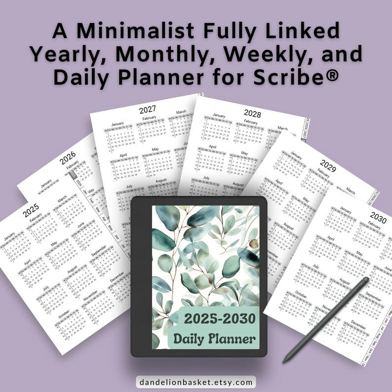 Digital Dated Daily Planner 20252030 Fully Compatible With Kindle