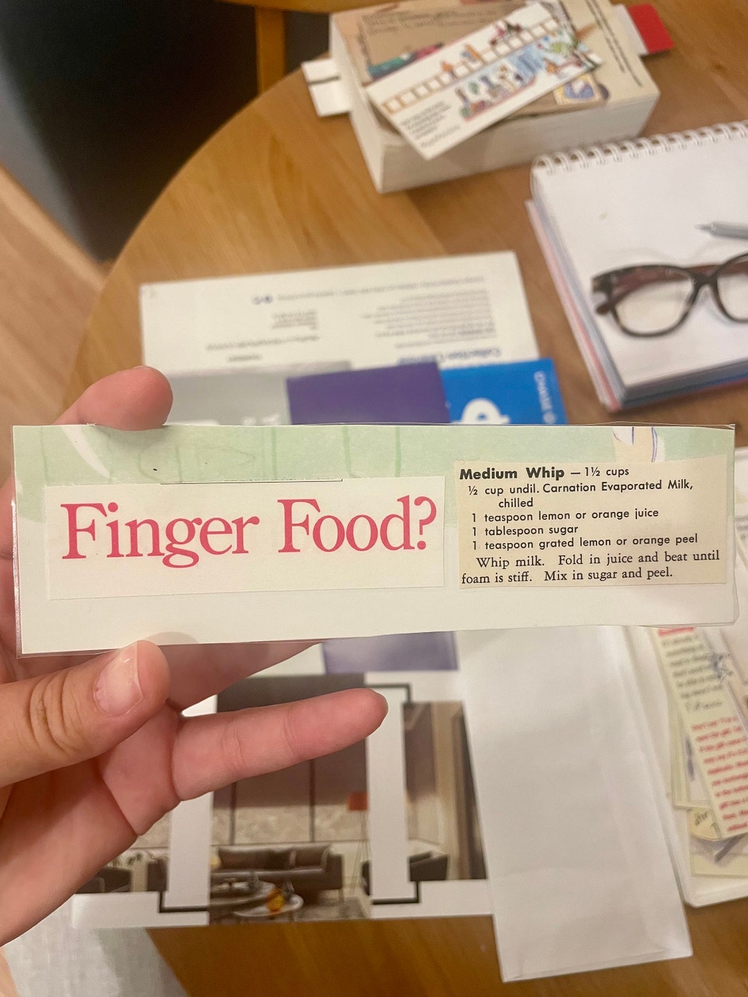 Finger Food and Whipped Cream Recipe Bookmark - Etsy
