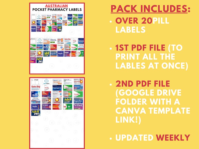 Australian Pocket Pharmacy Labels Printable Pill Case Labels Etsy