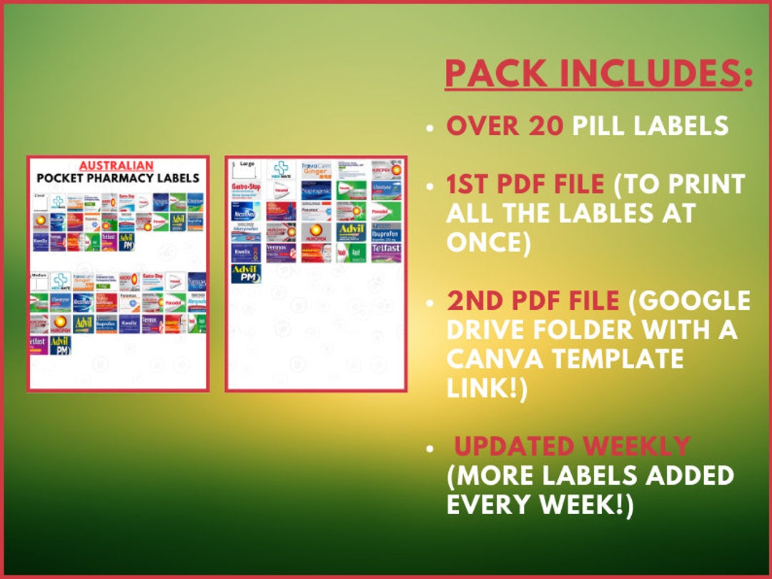 Australian Pocket Pharmacy Labels Printable Pill Case Labels Etsy