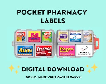 Pocket Pharmacy Label Bundle Printable Pill Case Labels - Etsy