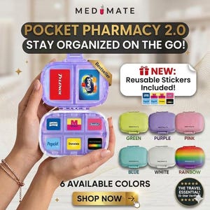 Pocket Pharmacy 2.0 Pill Case – Buy One Get One FREE | Travel Pill Organizer | Portable Medicine Box | Gift for Travelers