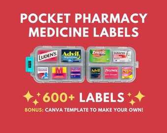 Pharmacie de poche bricolage avec étiquettes de médicaments, micro