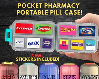 The Pocket Pharmacy,DIY Custom Label Pill Case, Pill Box Organizer, Pill Organizer, Mini Medication Organizer, Pocket Pharmacy with Stickers