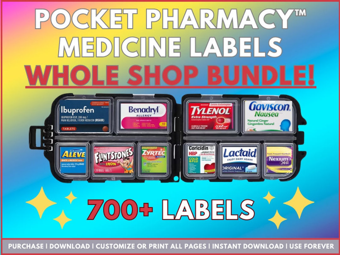 Pocket Pharmacy Label Bundle Printable Pill Case Labels Etsy