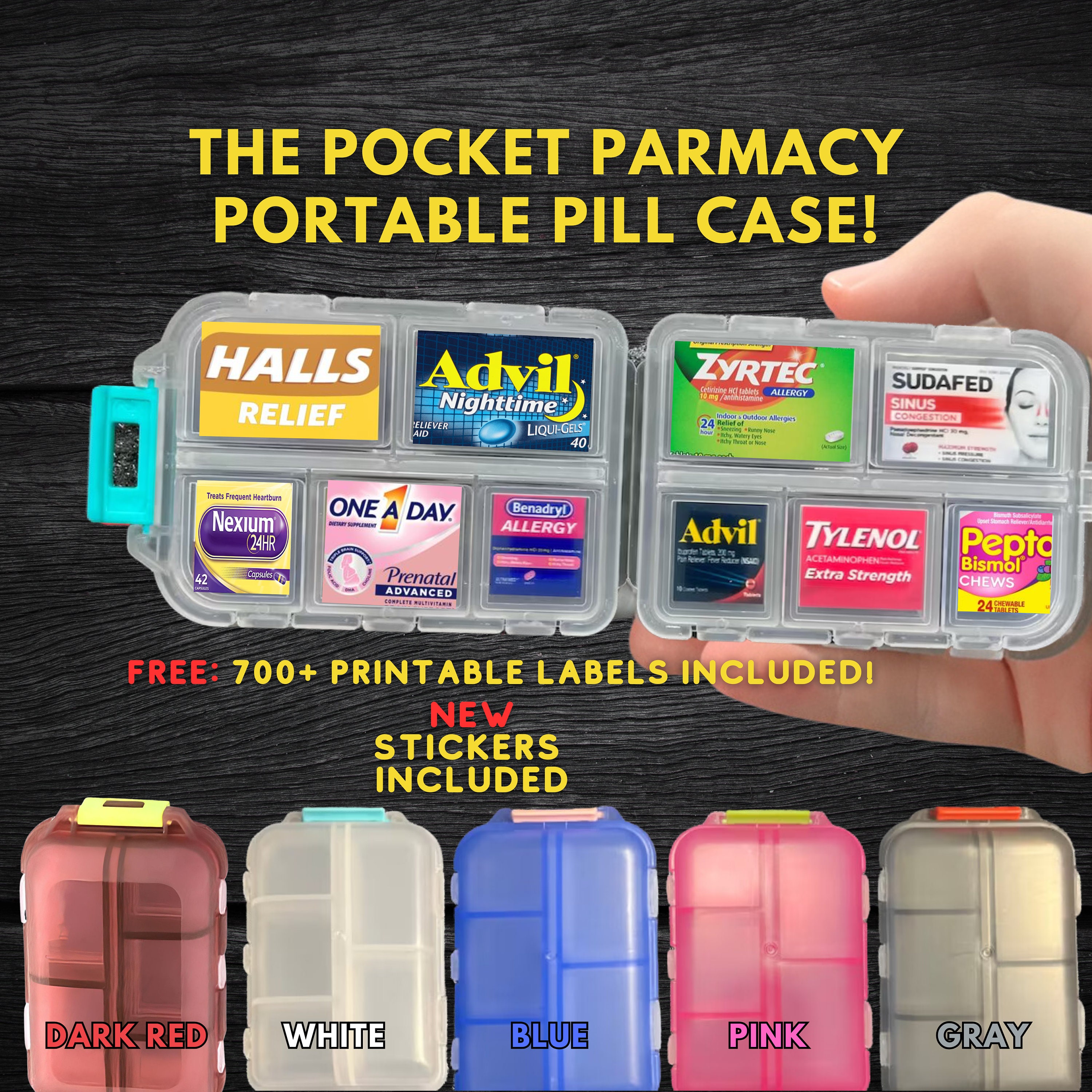 The Pocket Pharmacy, DIY Custom Label Case, Pill Box Organizer, Pill  Organizer, Mini Medication Organizer, Pocket Pharmacy With Stickers 