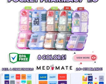 The Pocket Pharmacy | Pill Box Organizer | Pill Organizer | Mini Medication Organizer | Pocket Pharmacy with peel and stickers