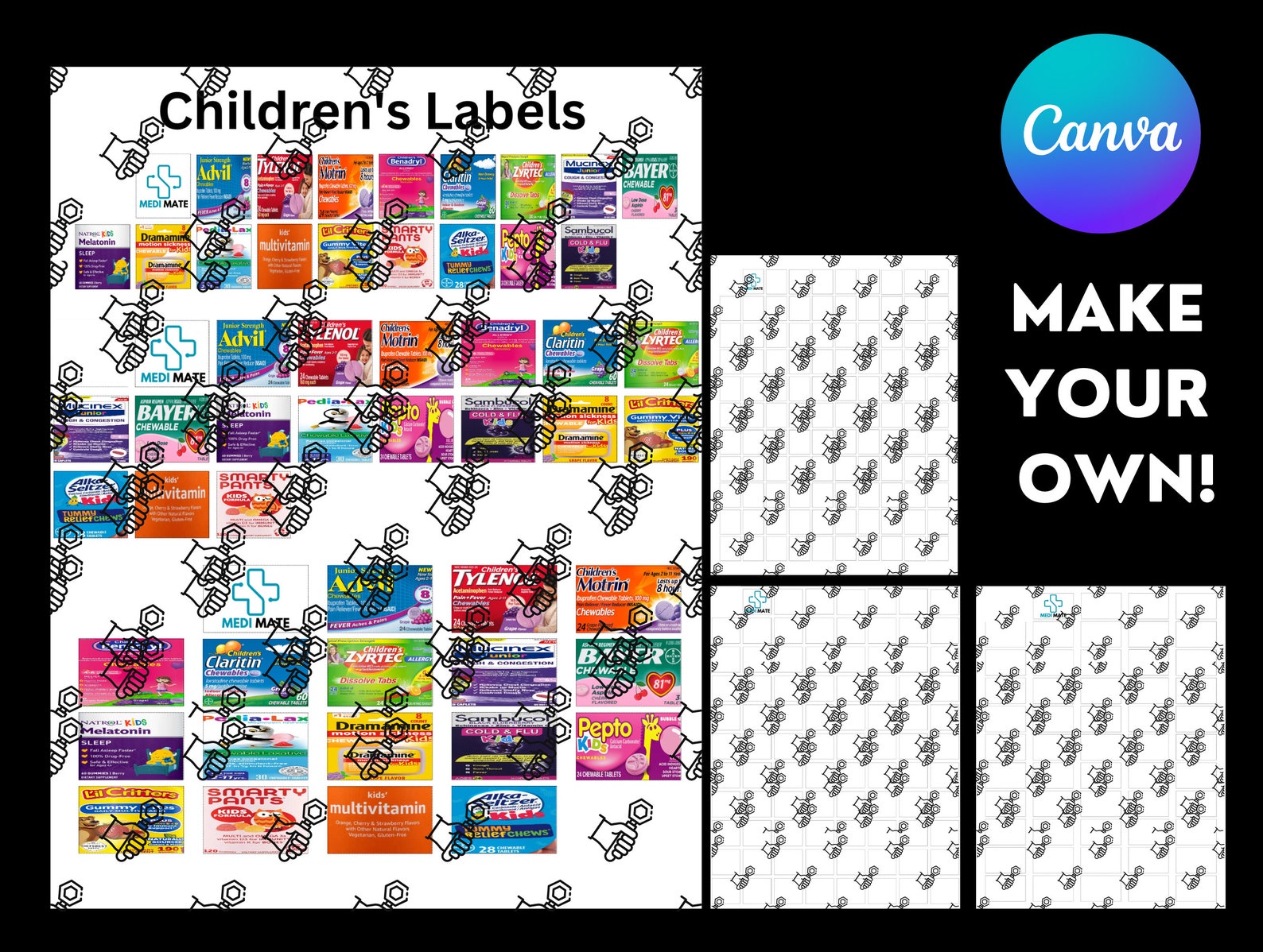 Children's Pocket Pharmacy Labels Printable Pill Case Etsy