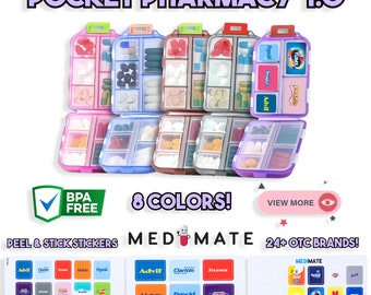 The Pocket Pharmacy 1.0 | Pill Box Organizer | Pill Organizer | Mini Medication Organizer | Pocket Pharmacy with stickers | Gifts for her