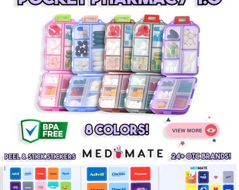 The Pocket Pharmacy 1.0 | Pill Box Organizer | Pill Organizer | Mini Medication Organizer | Pocket Pharmacy with stickers | Gifts for her