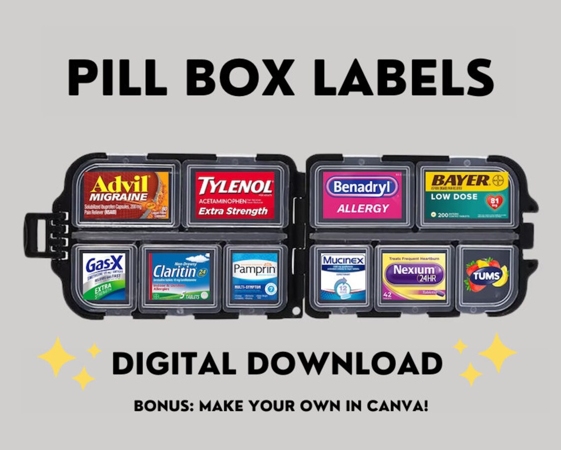 Pocket Pharmacy Labels Printable Pill Case Labels Over 130 Etsy