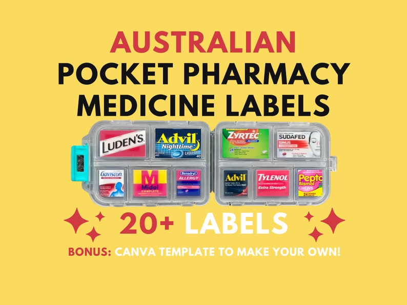 Australian Pocket Pharmacy Labels Printable Pill Case Labels Etsy