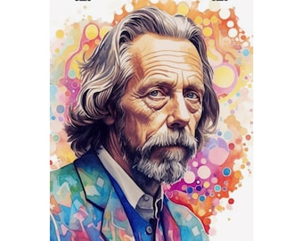 Plakat Akwarela Alan Watts, Medytacja Sztuka Dekoracji, Pionowy Wydruk Sztuki, Uważny Wystrój Domu, Filozofia Ścienna Sztuka, Inspirująca Ścienna Dekoracja