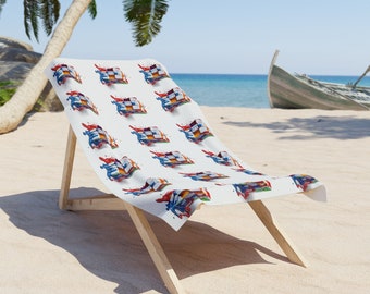 Ręcznik plażowy inspirowany kostką Rubika Speedcuber | Prezent na Dzień Ojca