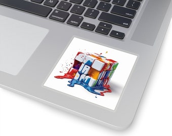 Naklejki inspirowane kostką Rubika Speedcuber, naklejka na laptopa, naklejka na zderzak, układanie kostki, prezent na dzień ojca