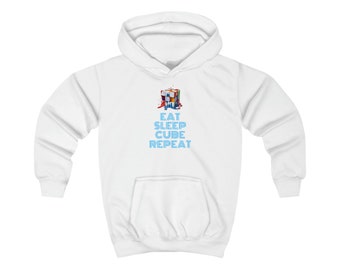 Speedcuber Rubiks Cube Inspired Dziecięca Bluza Z Kapturem | Eat Sleep Cube Powtórz