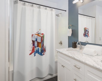 Speedcuber Rubiks Cube Inspired Shower Curtain | Dekoracja pokoju dziecięcego