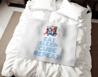 Koc z bluzą inspirowany kostką Rubika Speedcuber | Wystrój gier | Powrót do szkoły | Wystrój pokoju w akademiku