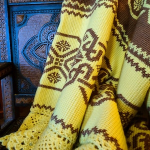 Embroidered Heritage, 1974 - Handmade Wool Crochet Bedspread