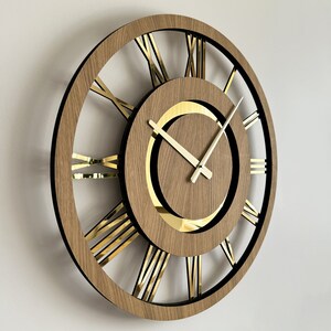 Wooden Wall Clock with Roman Numerals Silent Unique Wood Decor Wall Clock with Numbers Natural