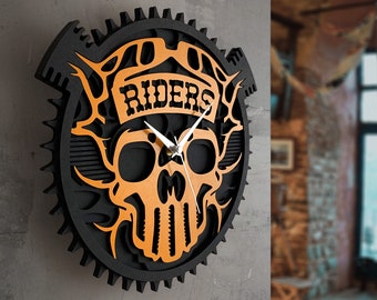 Horloge murale Harley Davidson, grande horloge murale moto, décoration moto, horloge murale hommecave, horloge murale garage, enseigne logo Harley Davidson,