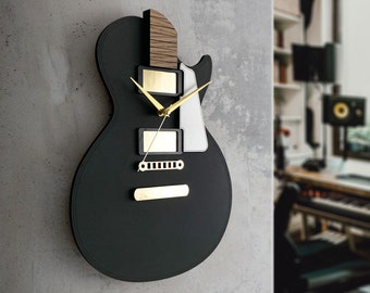Guitar Clock - Musician Gift, Clock for Men, Guitar Gift, Man Cave Décor, Music Room Décor, Musical Gifts, Flat Guitar Images, Illusion Art