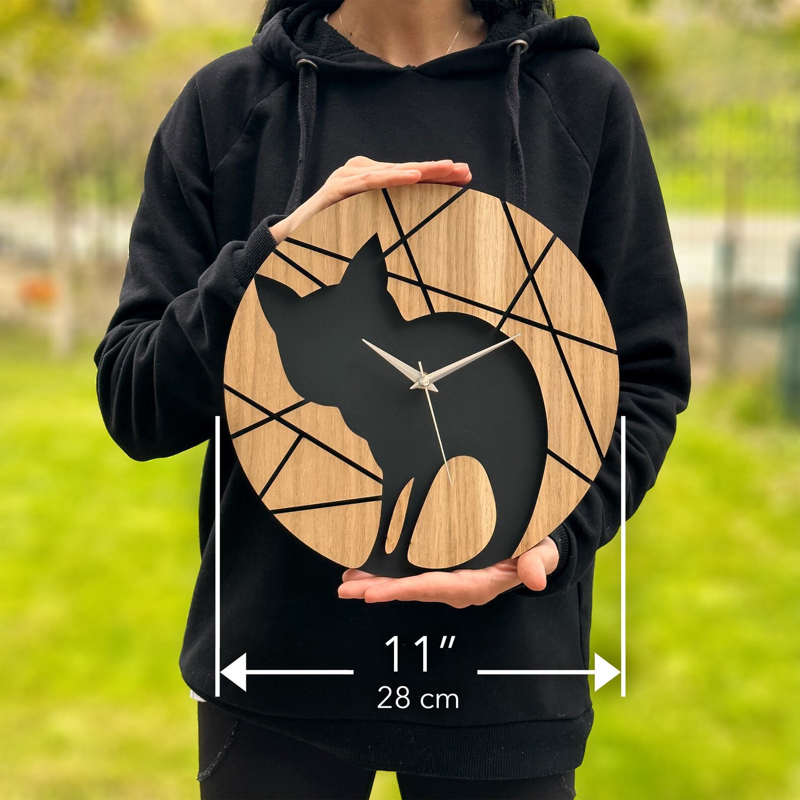 Cute Cat Clock, Wooden Wall Clock, Unique Design, Kids Room Decor