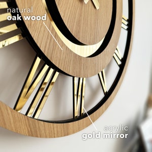 Wooden Wall Clock with Roman Numerals Silent Unique Wood Decor Wall Clock with Numbers image 3