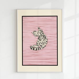 Funny Cat Print Baby Bright Pink Cat Wall Art Kitten DIGITAL DOWNLOAD Printable Art Trendy Animal Illustration Poster Cat Owner Gift Print