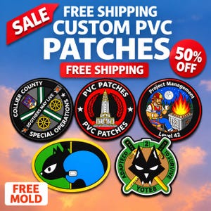 Custom PVC Patch: 2D/3D Rubber Patch, Sew/Iron On, Velcro Hook Backing
