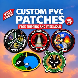 Individueller PVC-Aufnäher: 2D/3D-Gummiaufnäher, zum Aufnähen/Aufbügeln, mit Klettverschluss