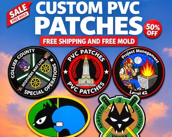 Op maat gemaakte PVC-patch: 2D/3D rubberen patch, opnaaibaar/strijkbaar, met klittenbandsluiting.
