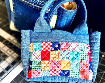 Mini Denim Handbag Sewing Pattern – DIY Lined Bag PDF Pattern